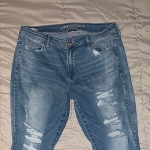 American Eagle Outfitters Women's Light Blue Ripped jegging Jeans